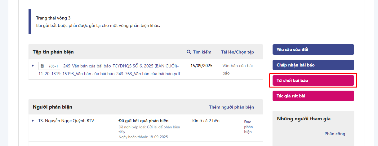Đọc kết quả phản biện