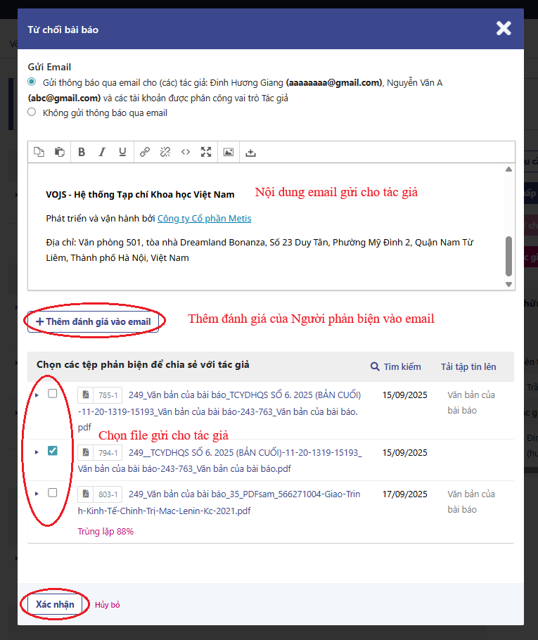 Đọc kết quả phản biện