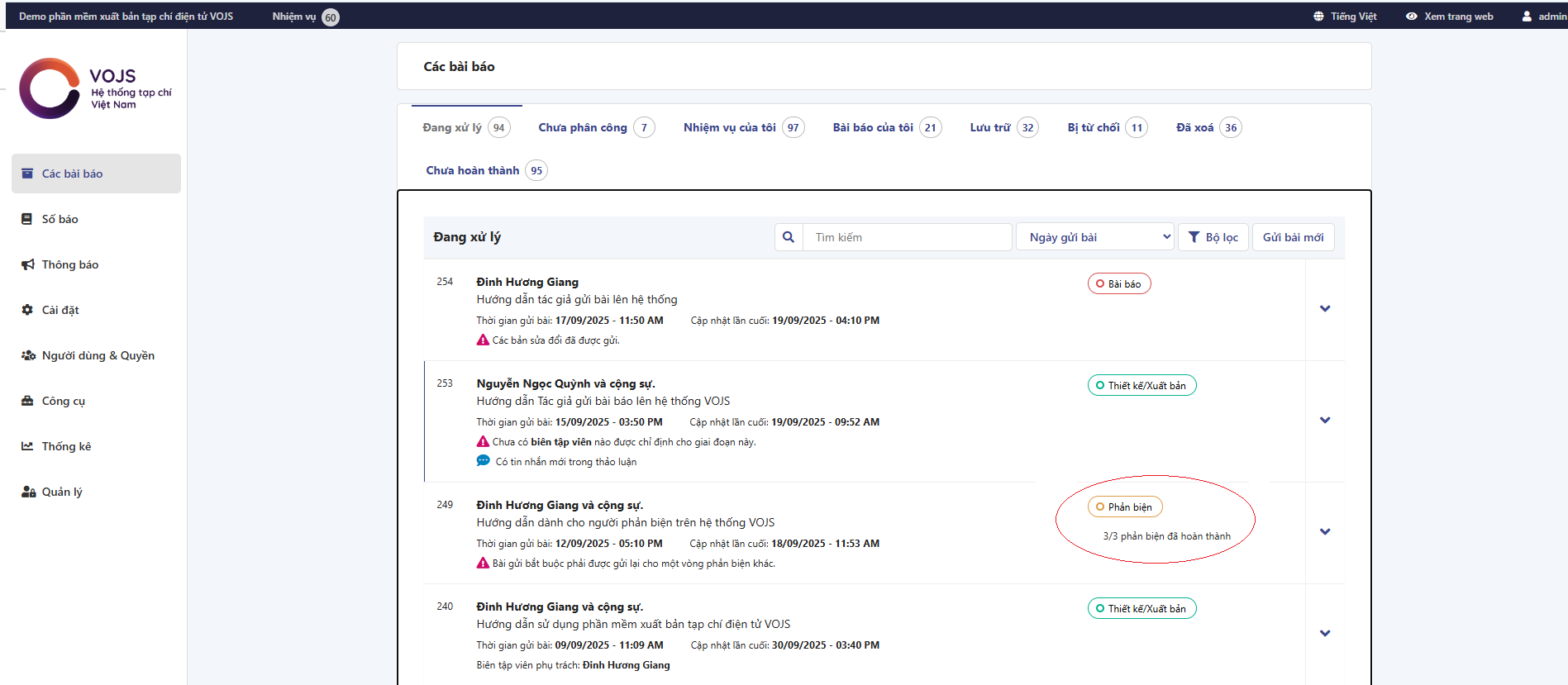 Đọc kết quả phản biện