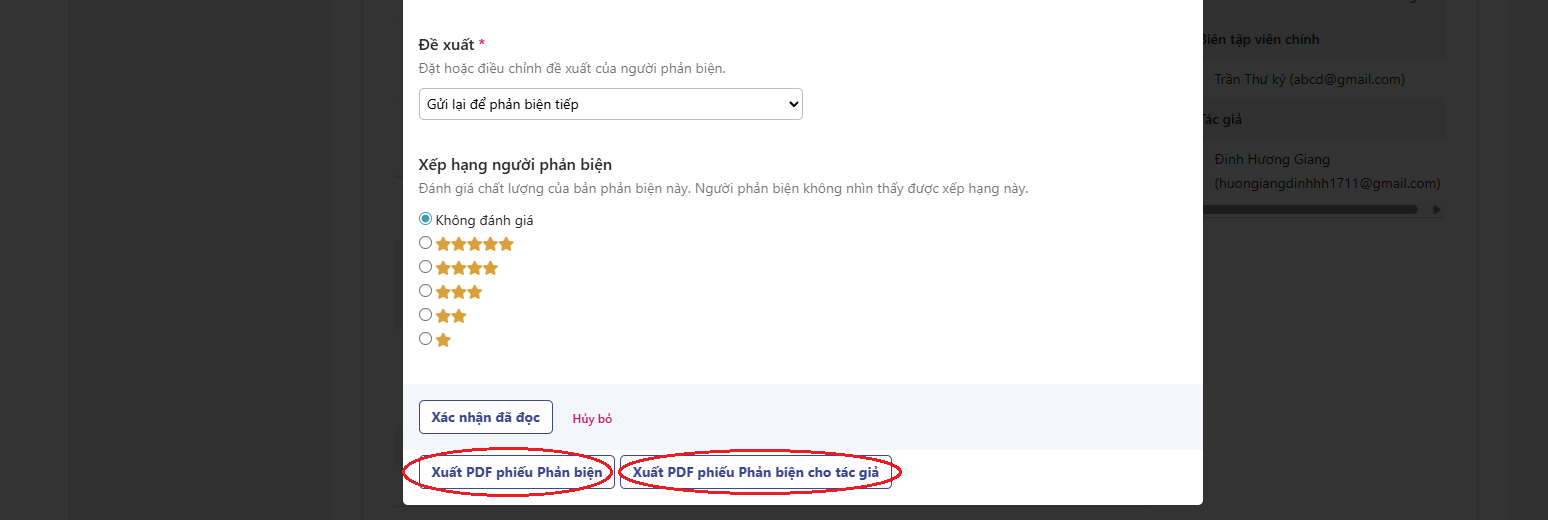 Đọc kết quả phản biện