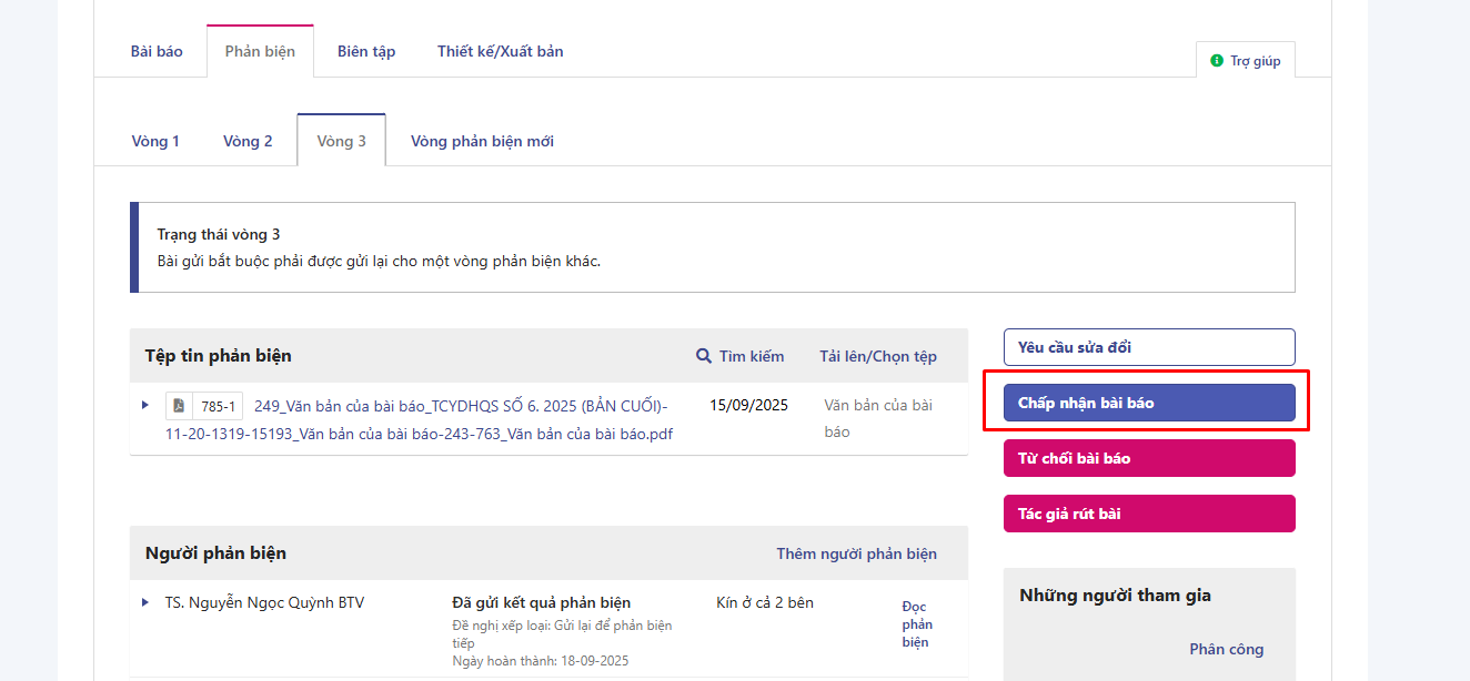 Đọc kết quả phản biện