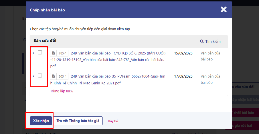 Đọc kết quả phản biện