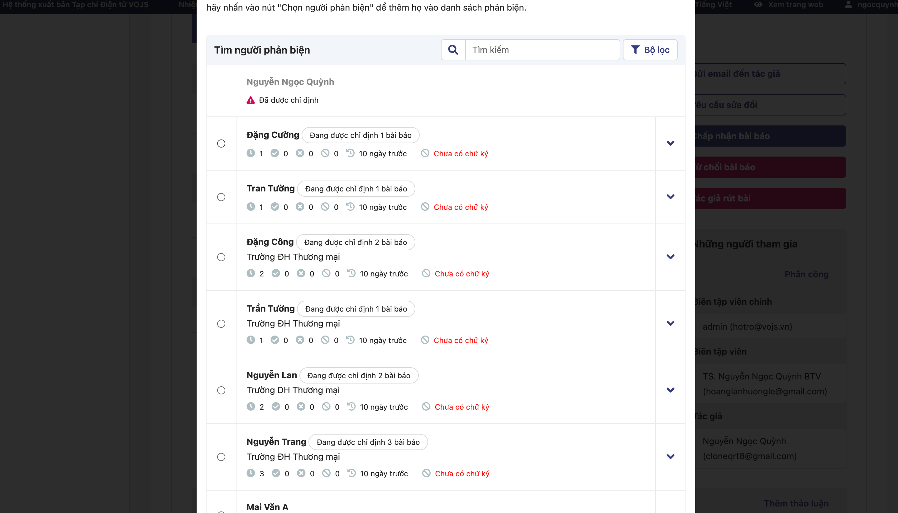 Biên tập viên nhận thông báo qua email