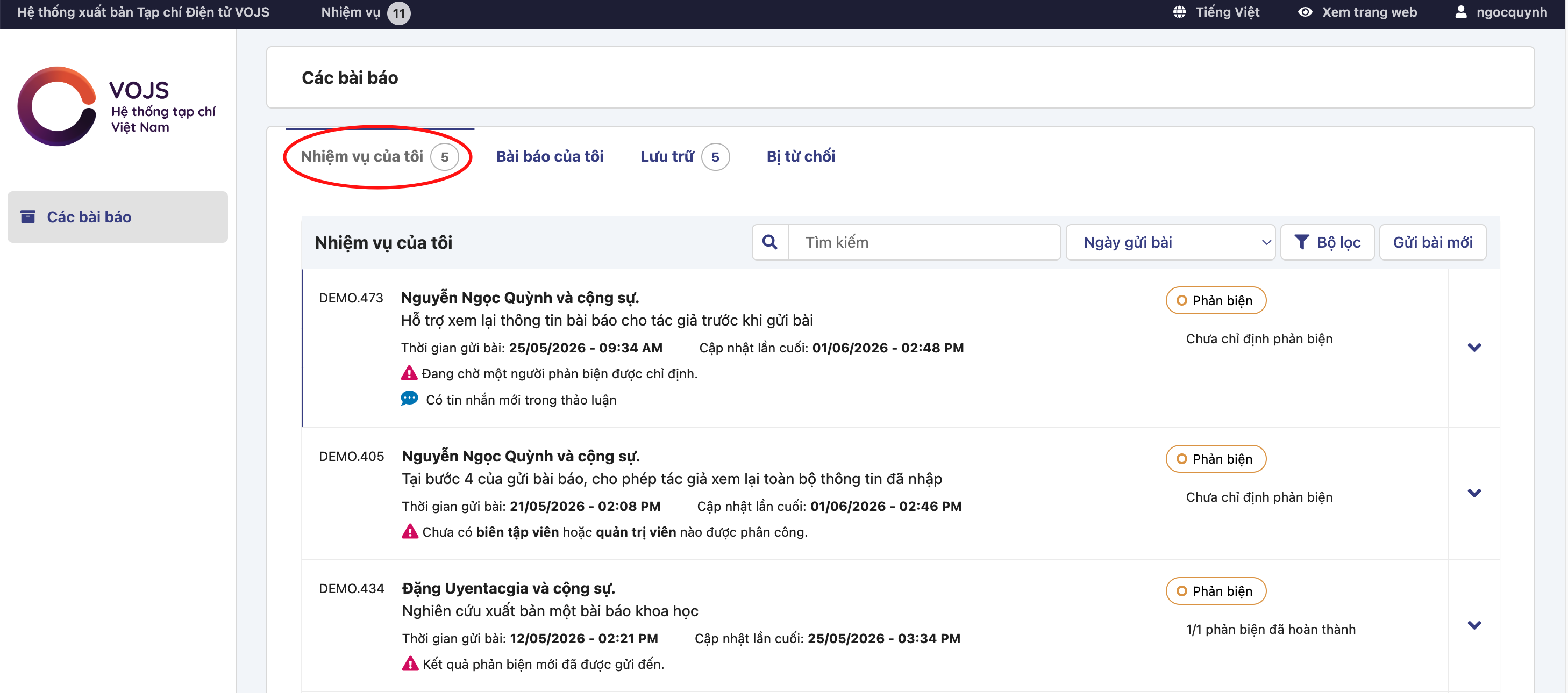 Biên tập viên nhận thông báo qua email