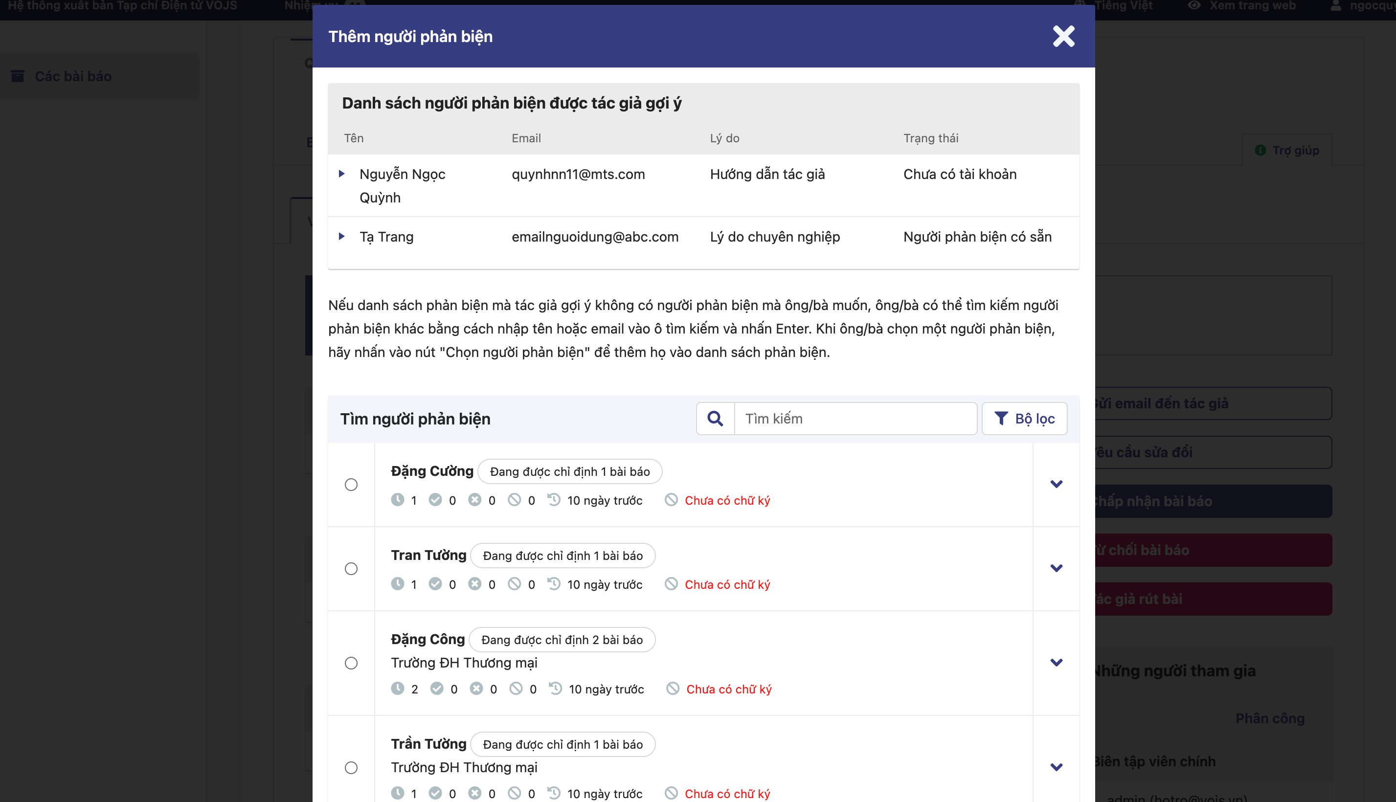 Biên tập viên nhận thông báo qua email