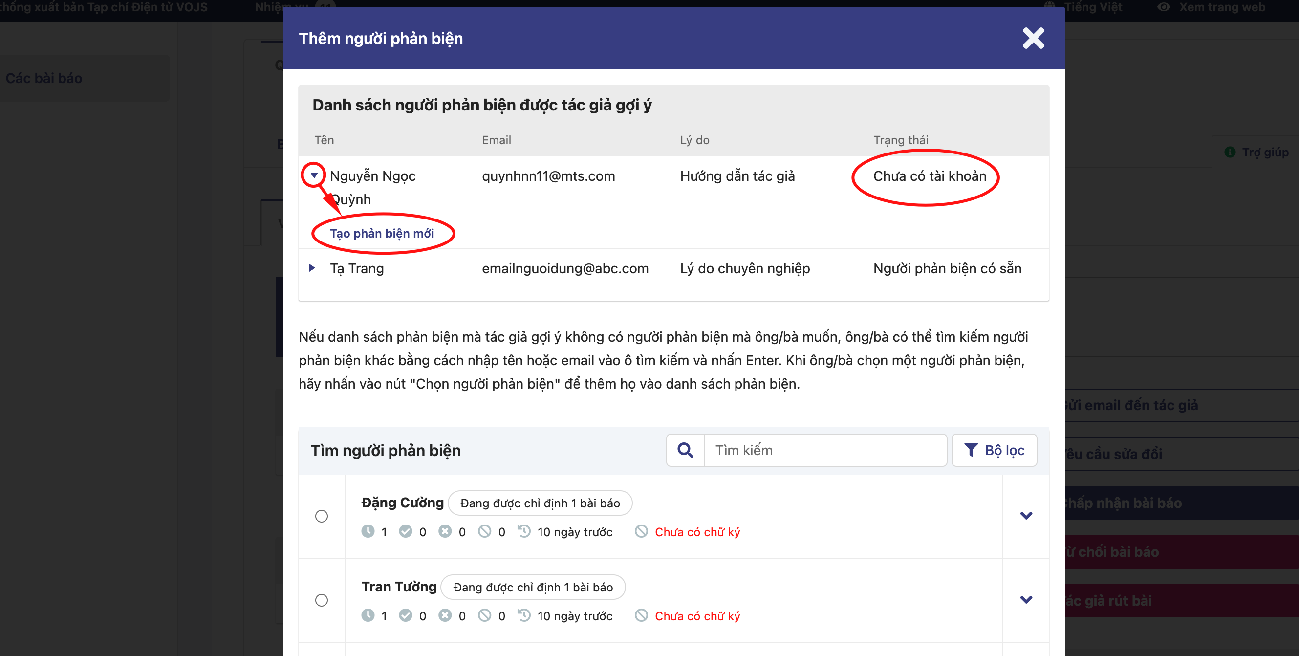 Biên tập viên nhận thông báo qua email