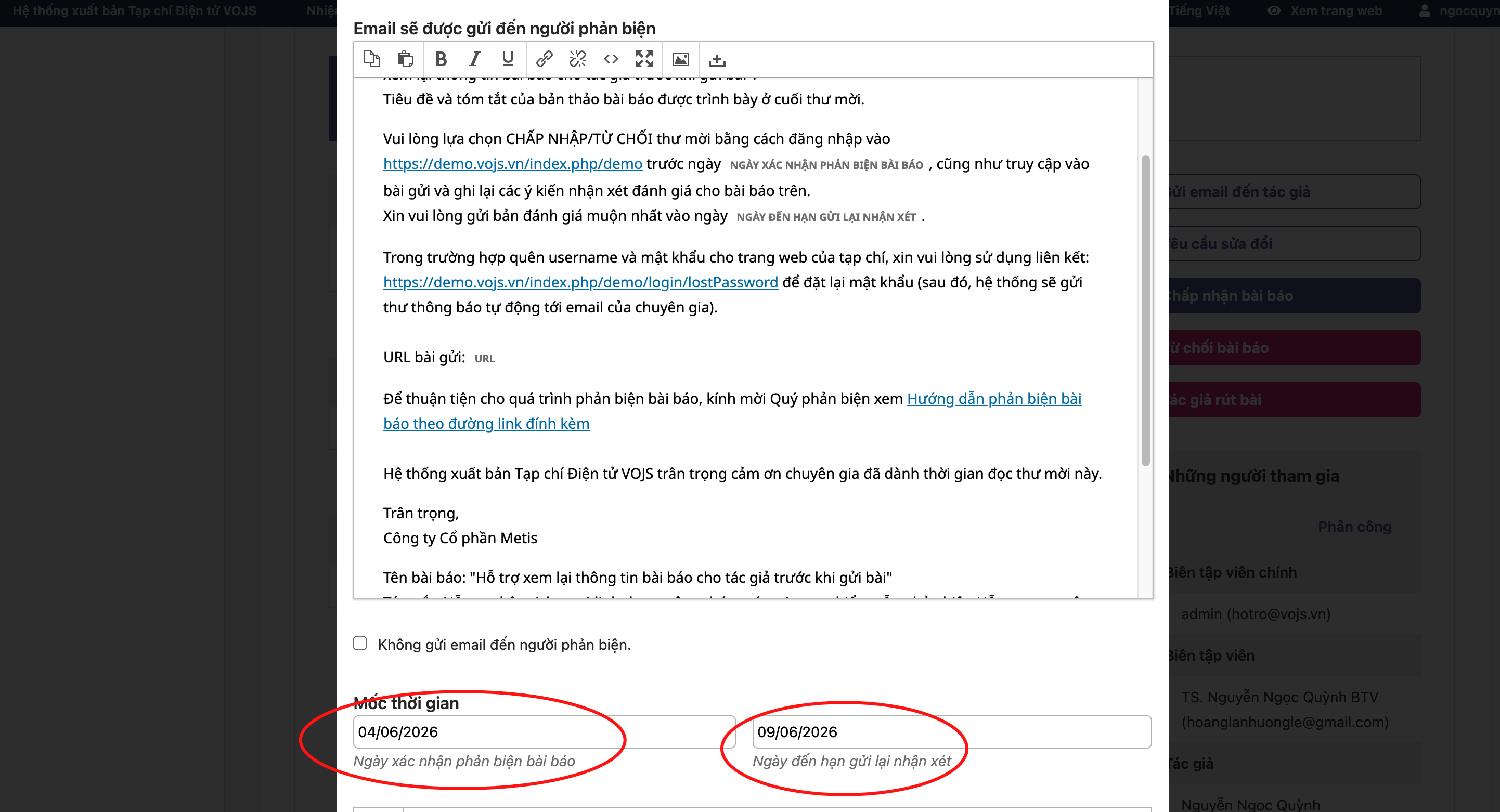 Biên tập viên nhận thông báo qua email