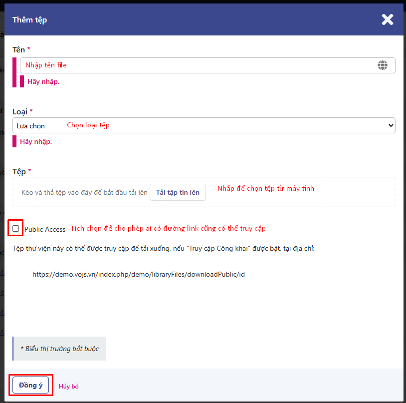 Tải tệp mẫu lên hệ thống