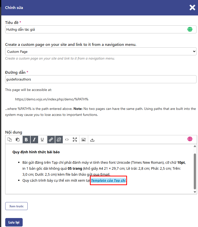 Tải tệp mẫu lên hệ thống