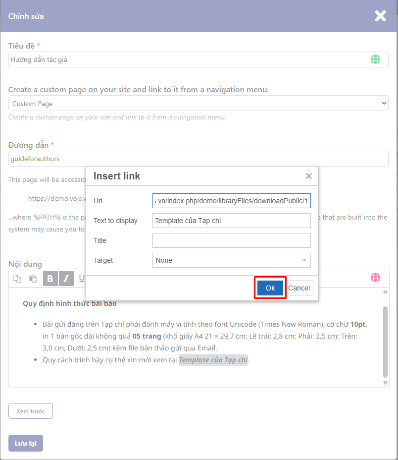 Tải tệp mẫu lên hệ thống