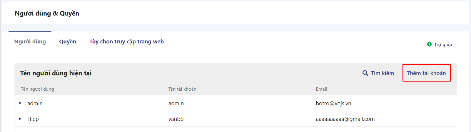Tạo người dùng