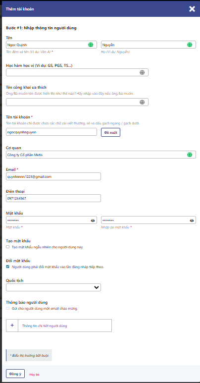 Tạo người dùng